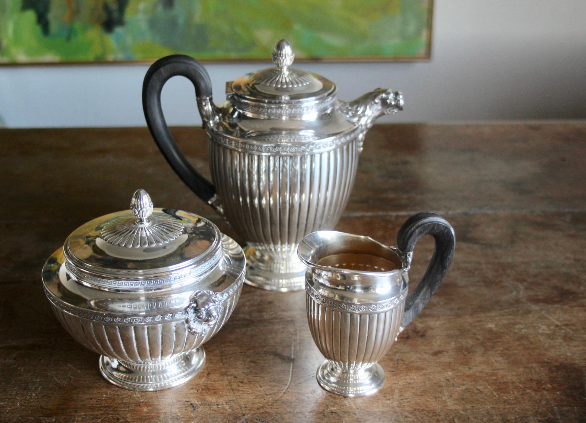 Jean E. Puiforcat Silver Timeless Set for Tea and Coffee in Neoclassical Form In Good Condition In grand Lancy, CH