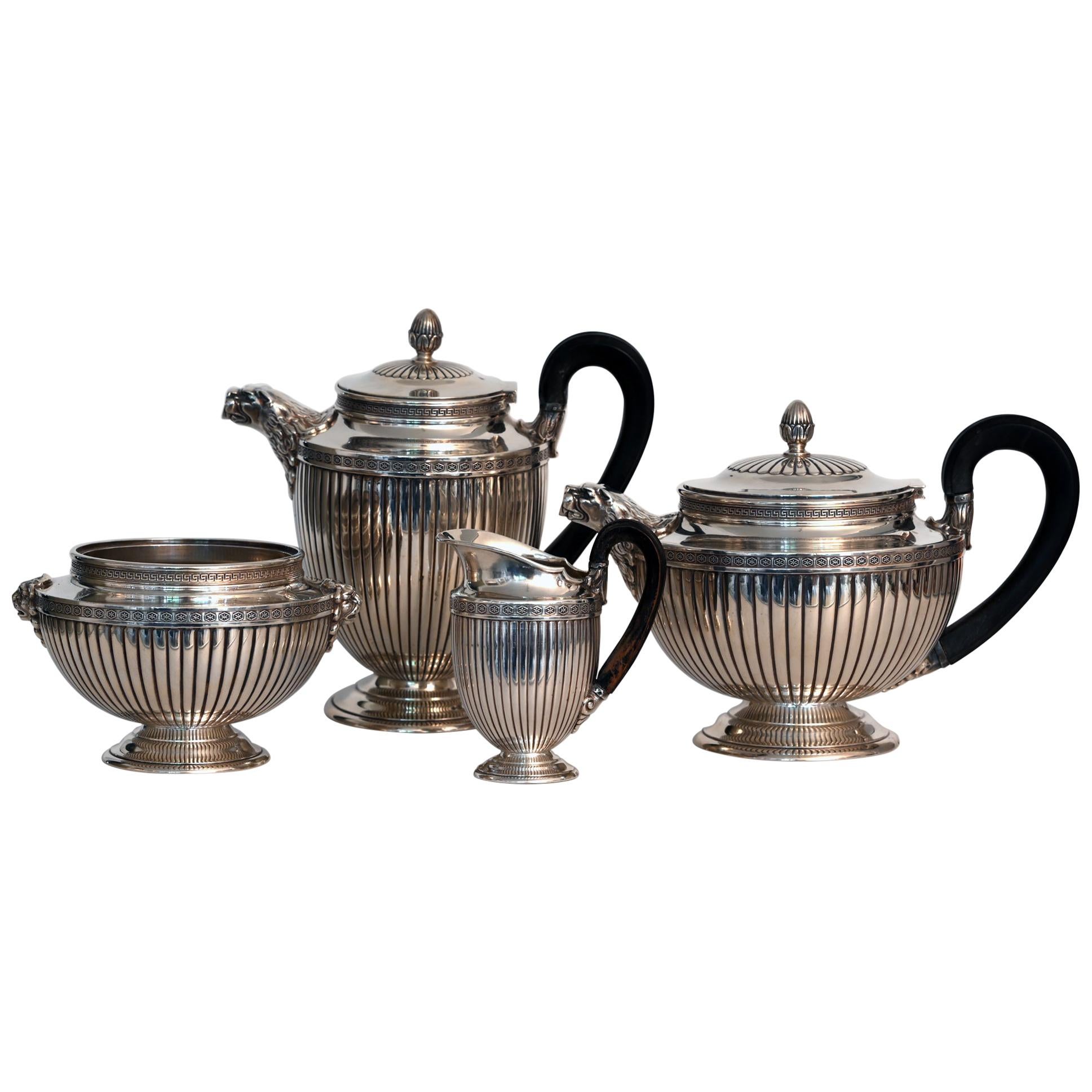 Jean E. Puiforcat Silver Timeless Set for Tea and Coffee in Neoclassical Form For Sale