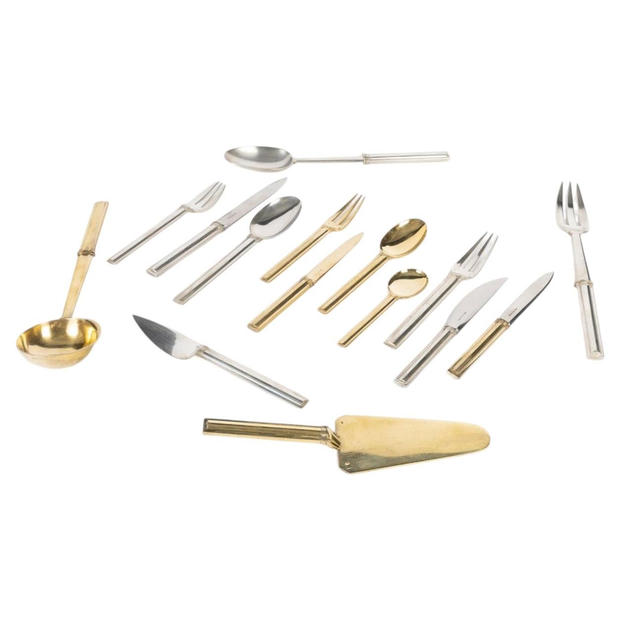Jean E. Puiforcat Sterling Silver Flatware Service Cannes Model Circa 1930, 119 For Sale