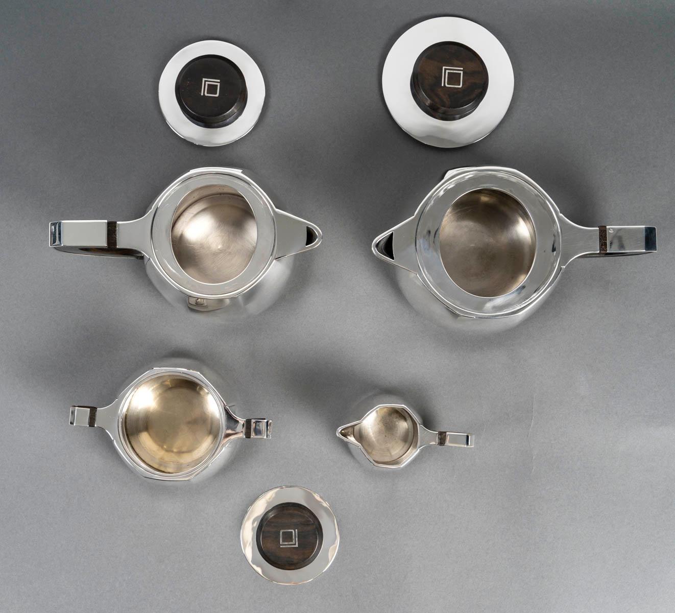 Jean E Puiforcat Set da tè e caffè 4 pezzi Art Deco in argento CIRCA 1930 in vendita 7