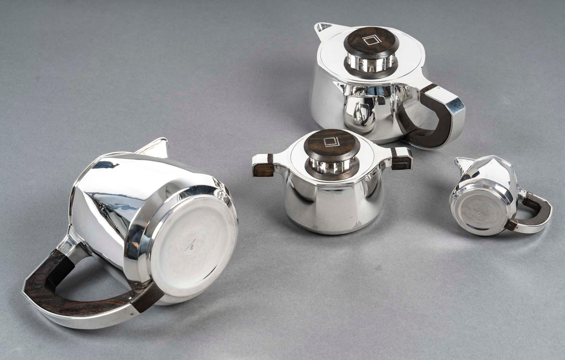 XX secolo Jean E Puiforcat Set da tè e caffè 4 pezzi Art Deco in argento CIRCA 1930 in vendita