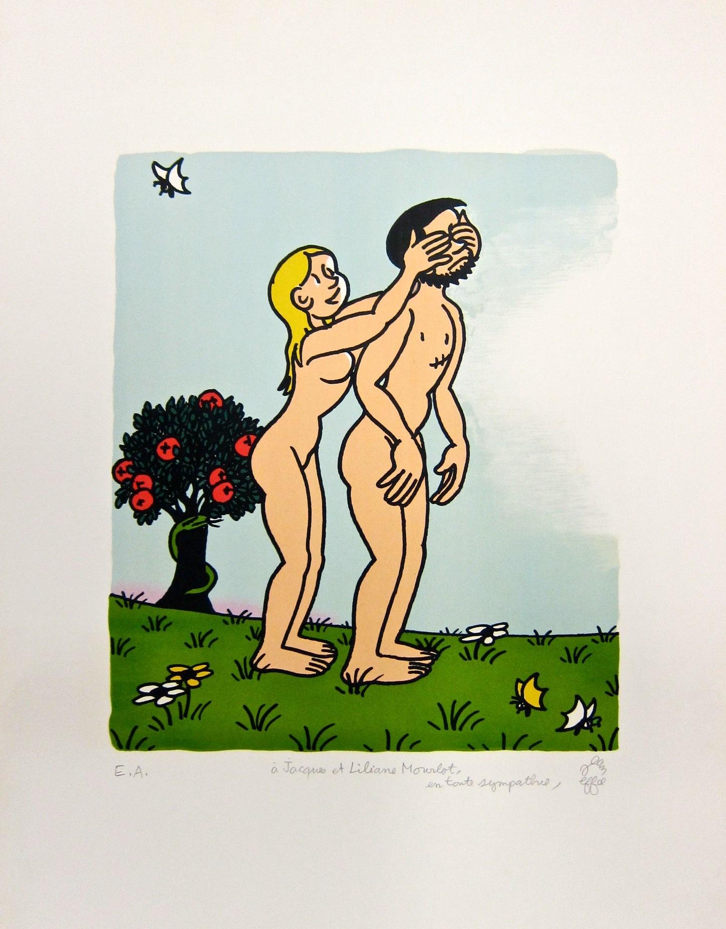 Adam and Eve by Jean Effel - Print by Jean Effelqq
