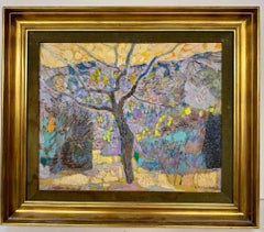 Impressionist French landscape with Tree , garden and flowers