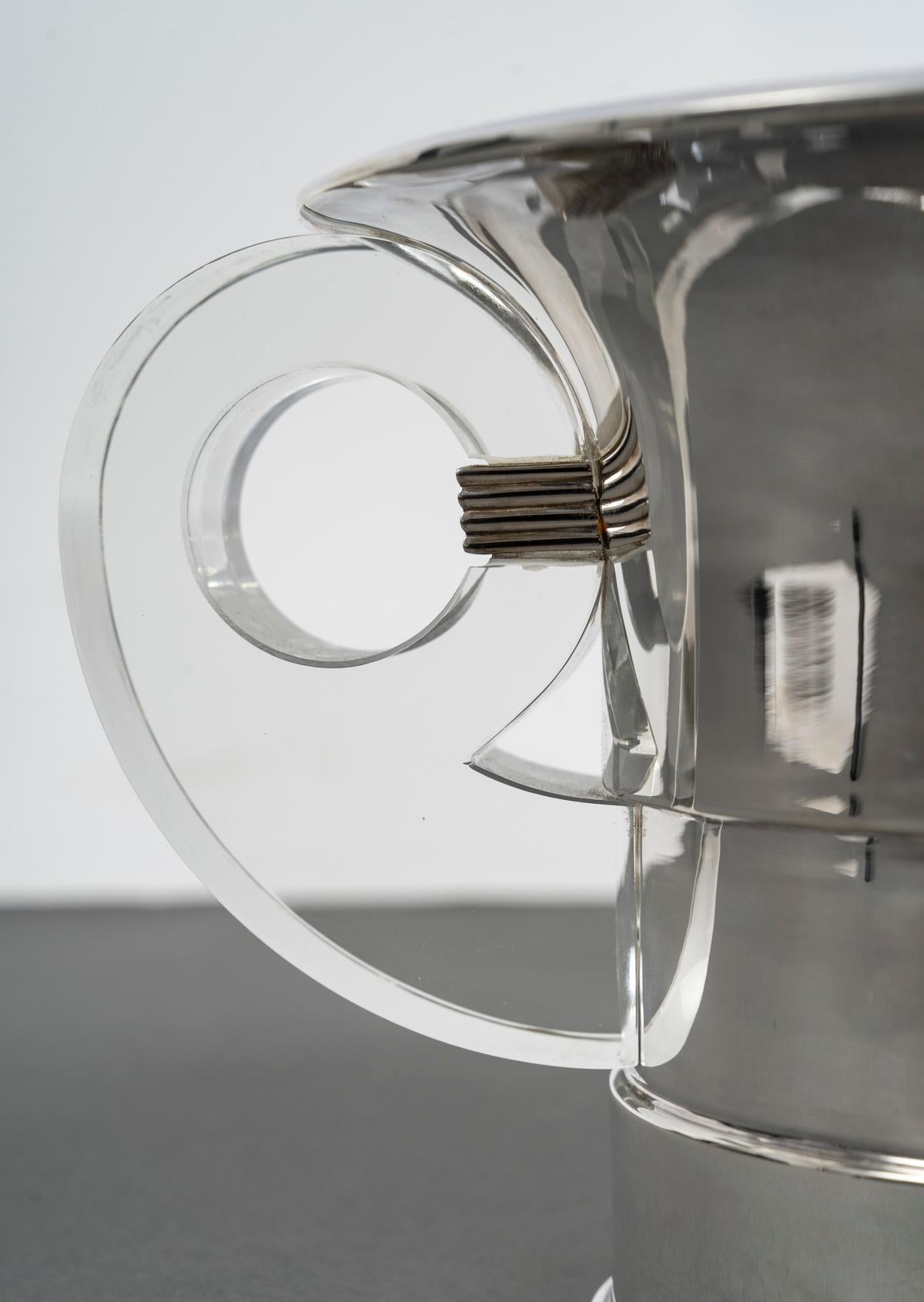 JEAN ELISEE PUIFORCAT – ART DECO silver and crystal cooler 8