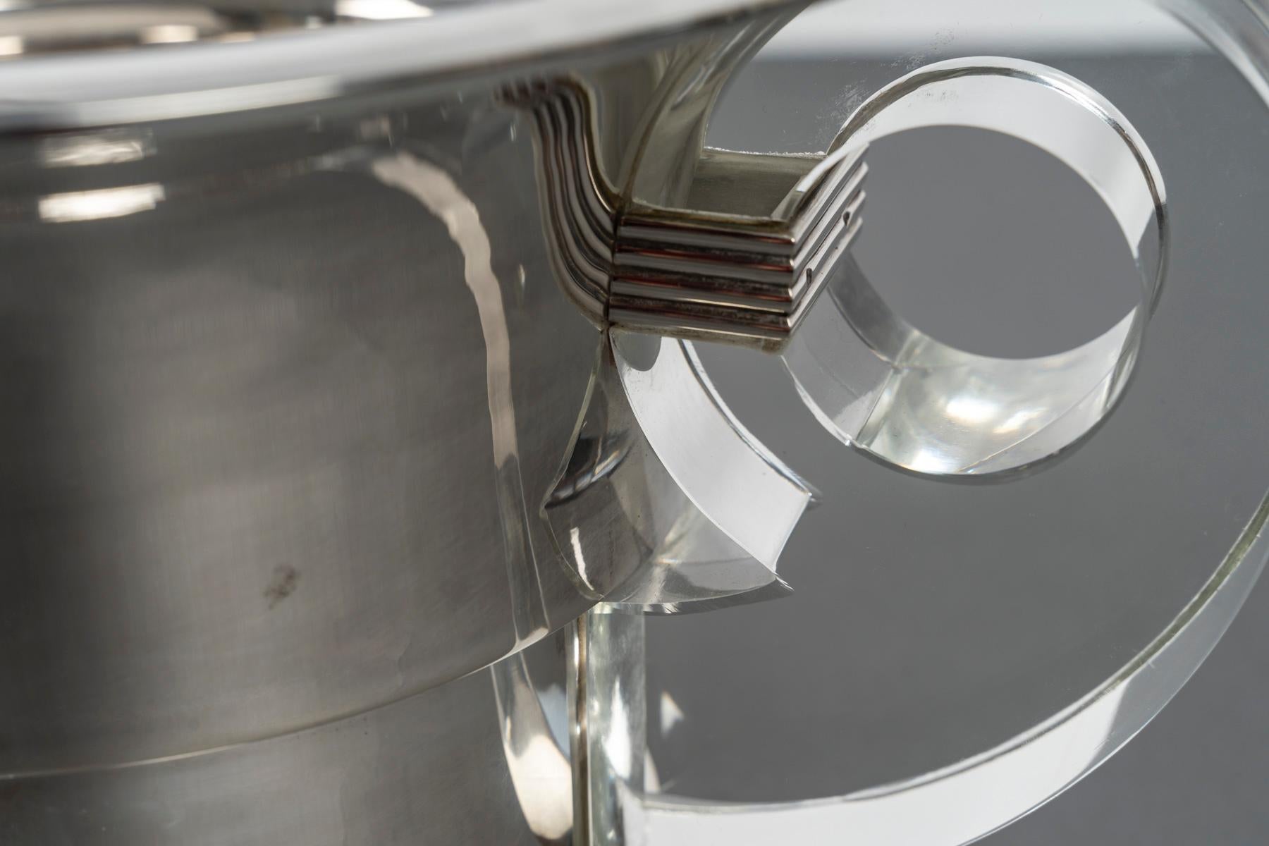 JEAN ELISEE PUIFORCAT – ART DECO silver and crystal cooler 9