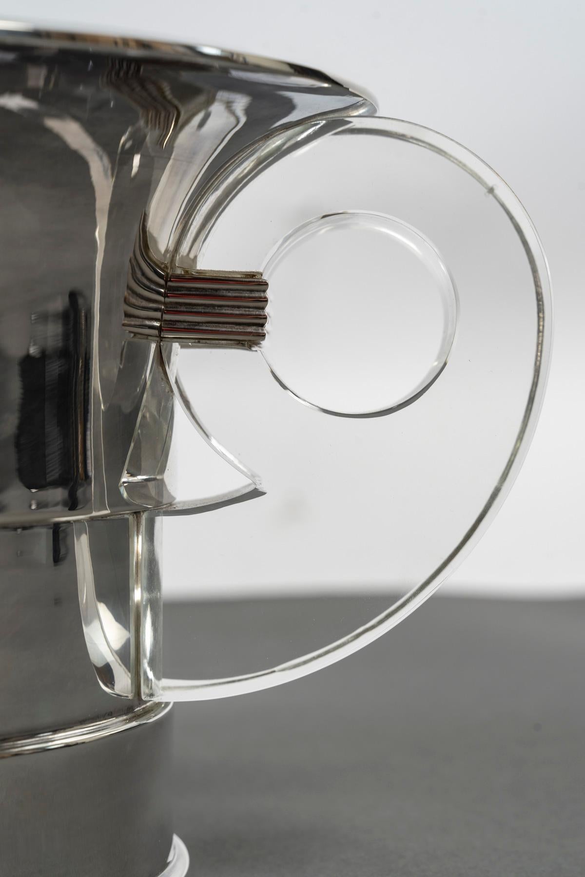 JEAN ELISEE PUIFORCAT – ART DECO silver and crystal cooler 10