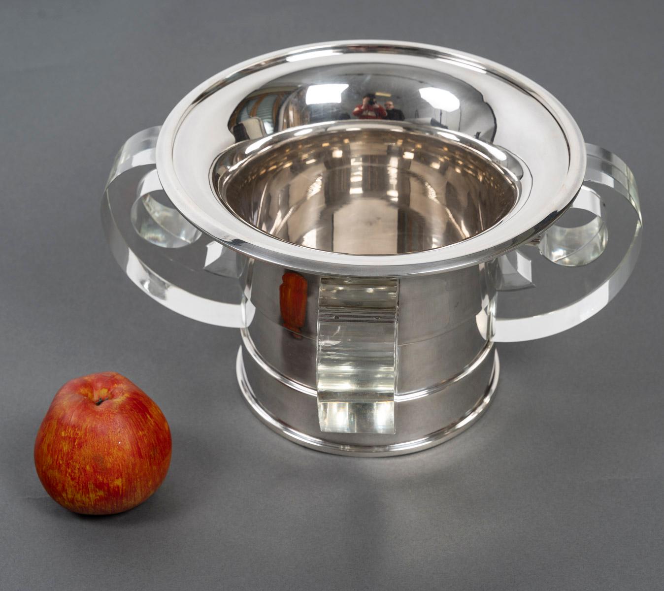 JEAN ELISEE PUIFORCAT – ART DECO silver and crystal cooler 11