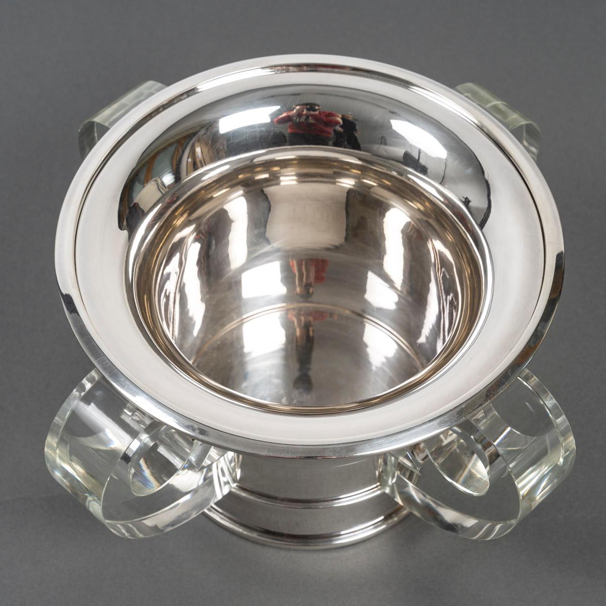JEAN ELISEE PUIFORCAT – ART DECO silver and crystal cooler 13