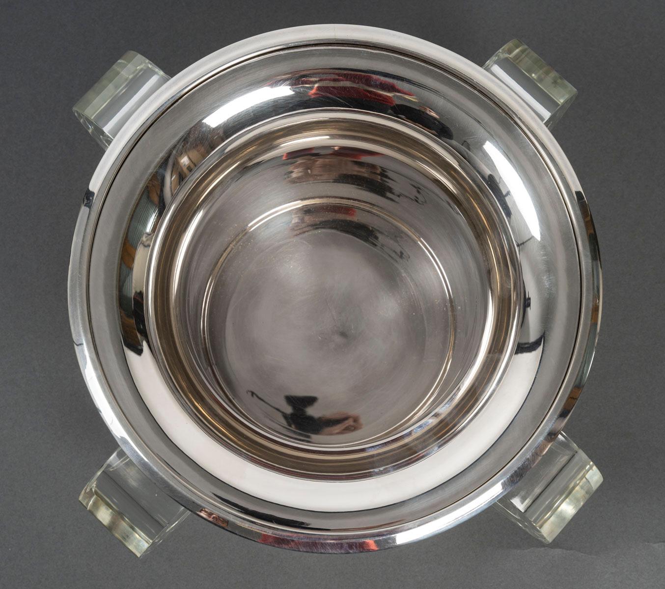 JEAN ELISEE PUIFORCAT – ART DECO silver and crystal cooler 1
