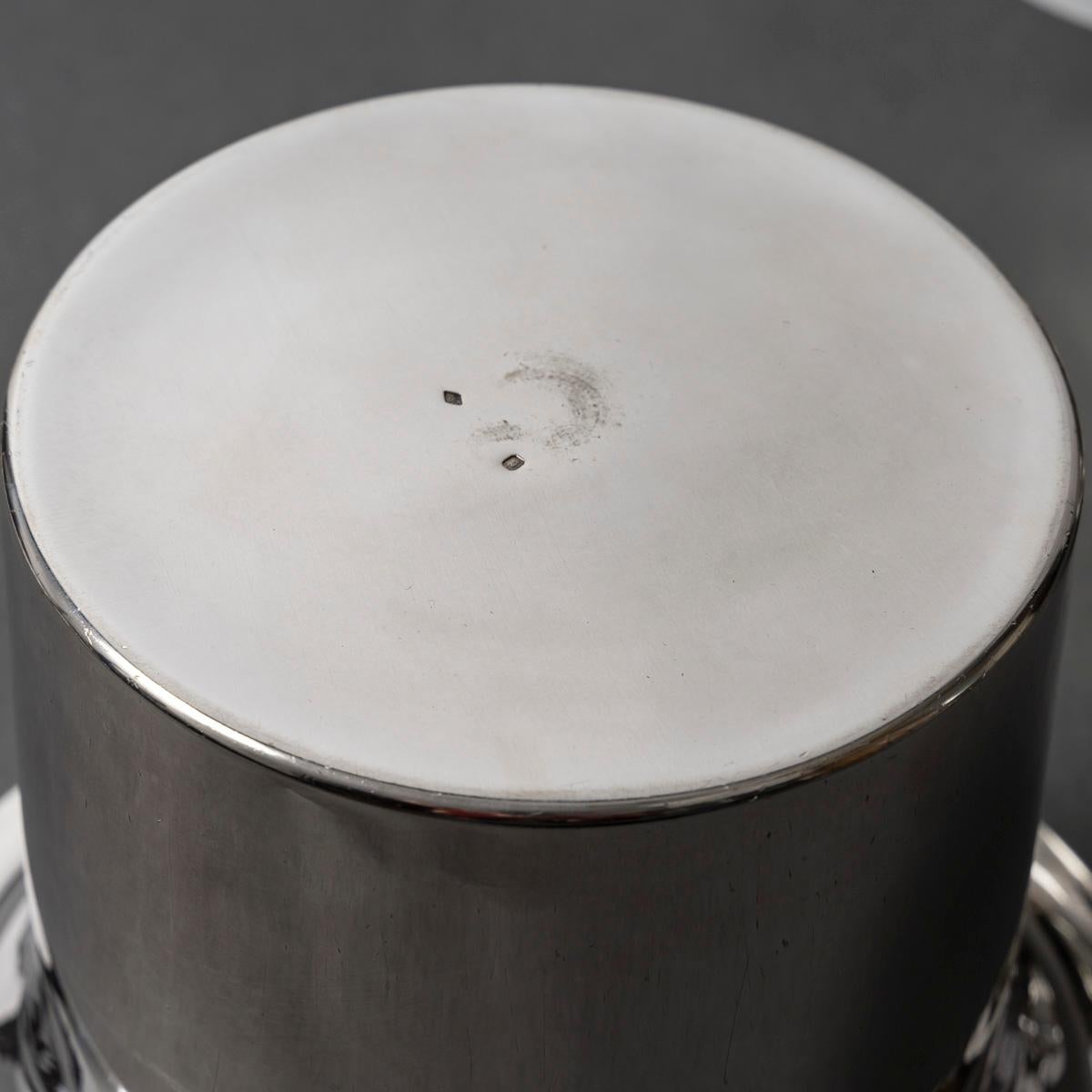 JEAN ELISEE PUIFORCAT – ART DECO silver and crystal cooler 4