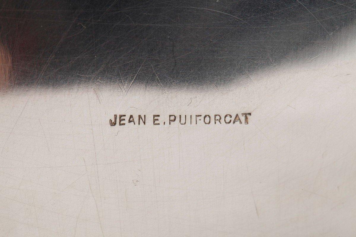 Jean Elisée Puiforcat - Covered Pot In Silver And Lapis Lazuli Art Deco For Sale 4