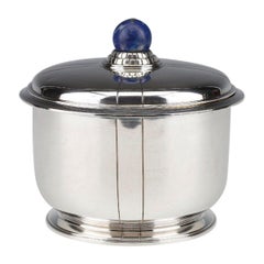 Jean Elisée Puiforcat - Pot couvert en argent et lapis-lazuli Art Déco