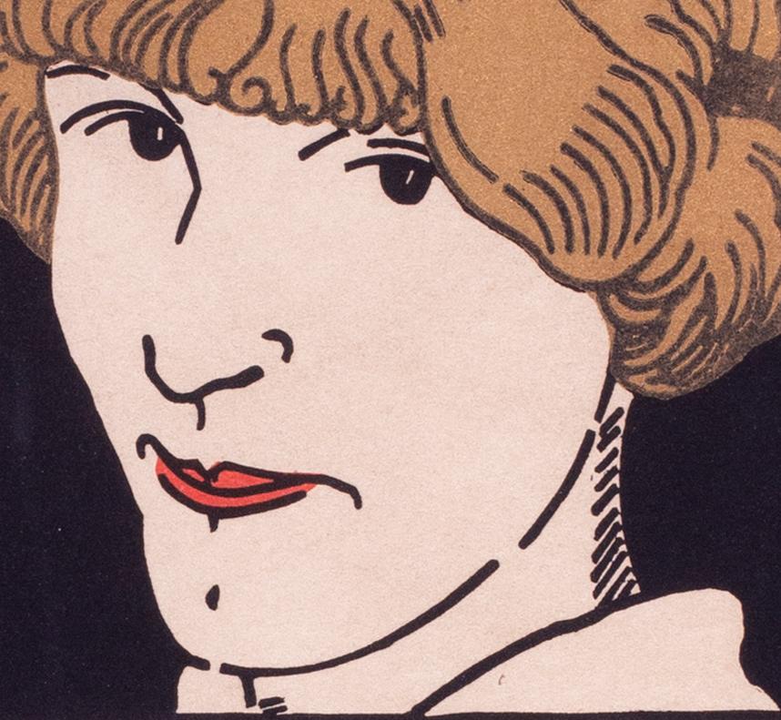 Französischer Holzschnitt des frühen 20. Jahrhunderts von Jean Emile Laboureur, goldene Haarmaske im Angebot 3