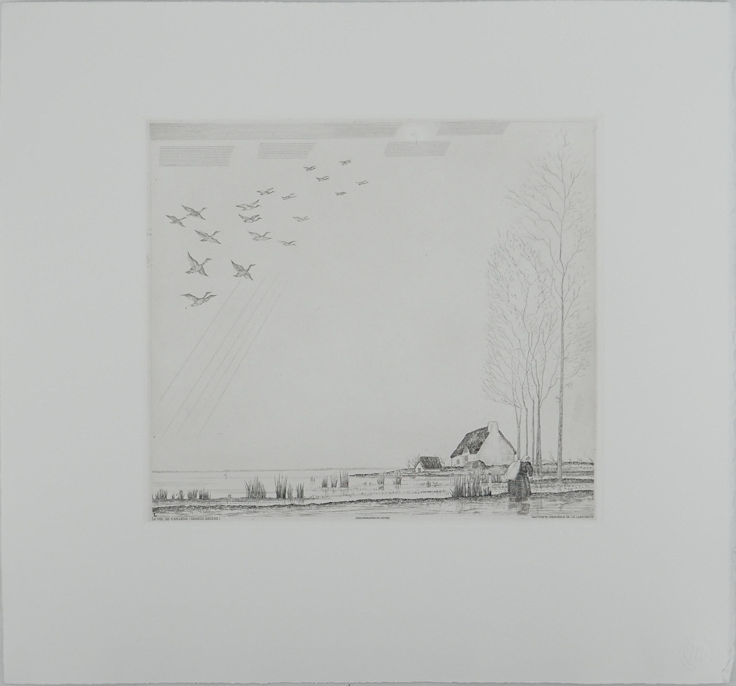 Portrait Print de Jean-Emile Laboureur - Bretaña : El vuelo de los patos - Aguafuerte del Museo del Louvre