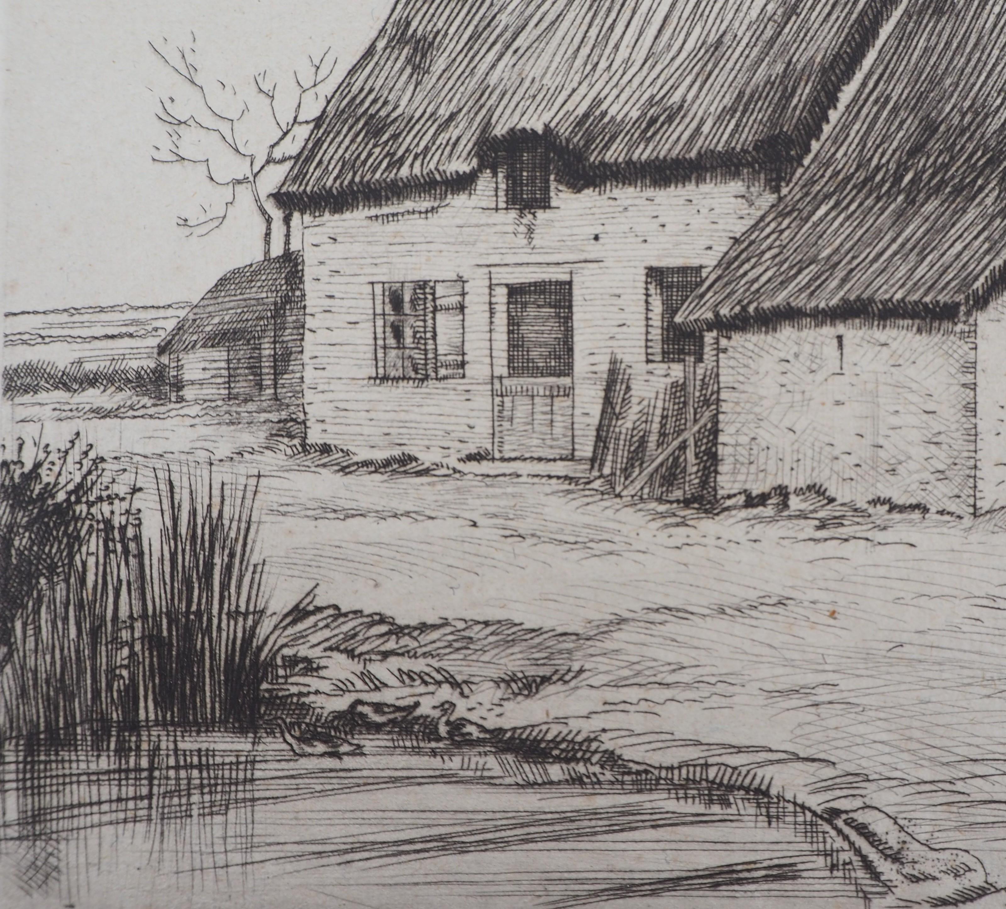 Houses in Brittany - Original Etching, Handsigned 1