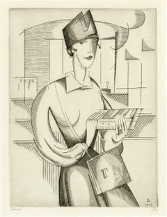 Antique La Receveuse (Bill Collector) —French Cubism