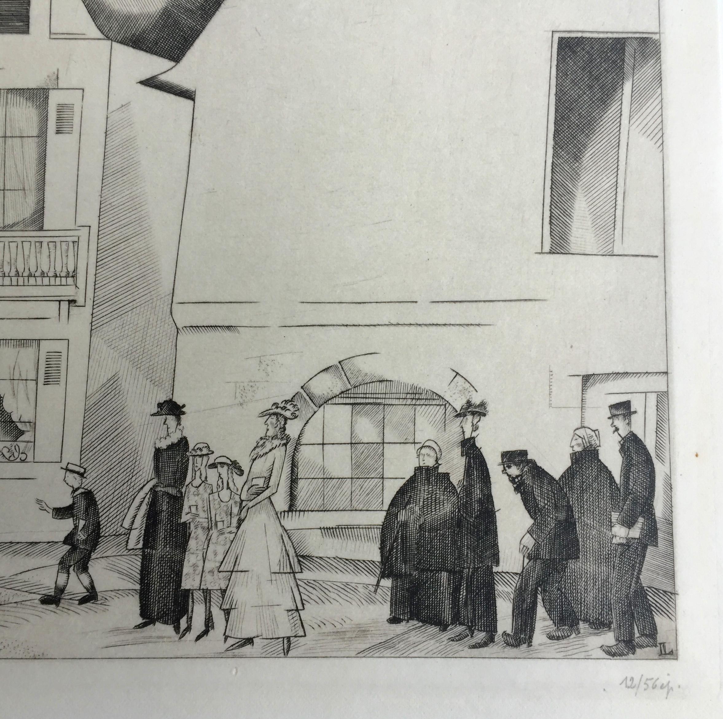 La Sortie L'Eglise - Cubist Print by Jean-Emile Laboureur