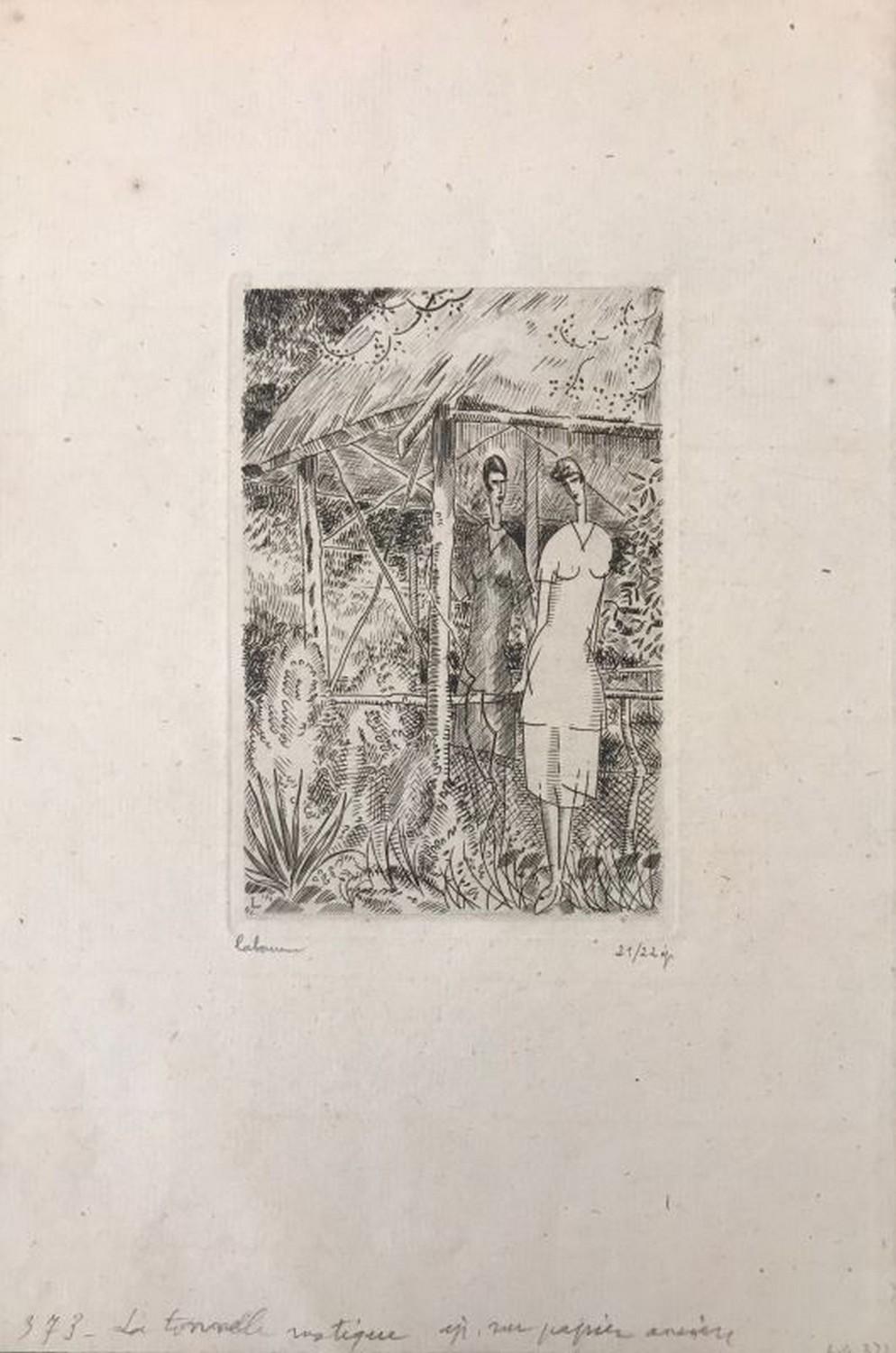 rustikale tonnelle-Maschine – Print von Jean-Emile Laboureur