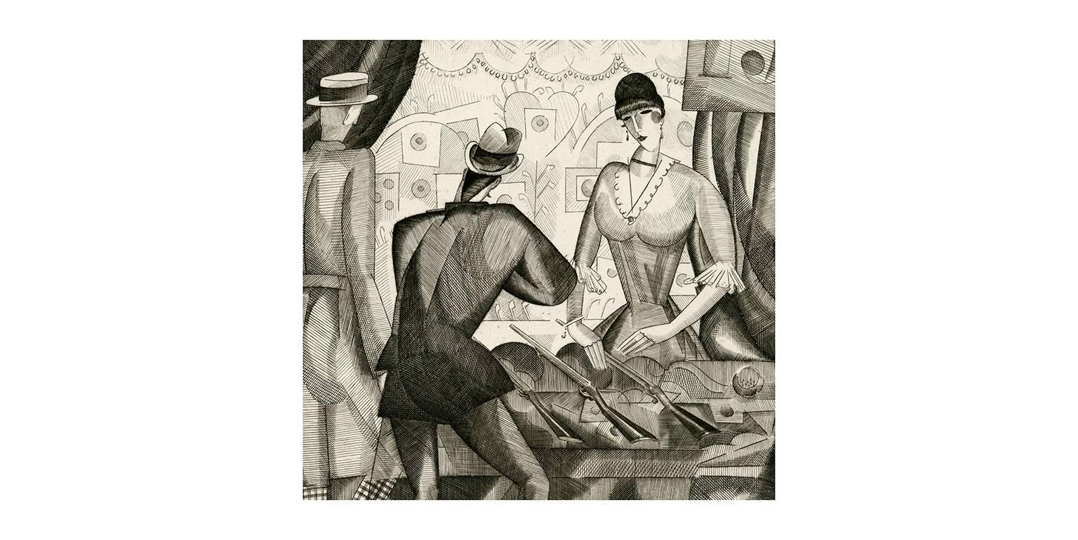 'Le Tir Forain' (Fairground Shooting) — 1920s French Cubism - Print by Jean-Emile Laboureur