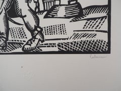 Rustical Hunter - Original woodcut, Handsigned and Numbered /160 - Ref #L747