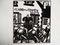 Al abrigo de la tormenta - xilografía original - 1919