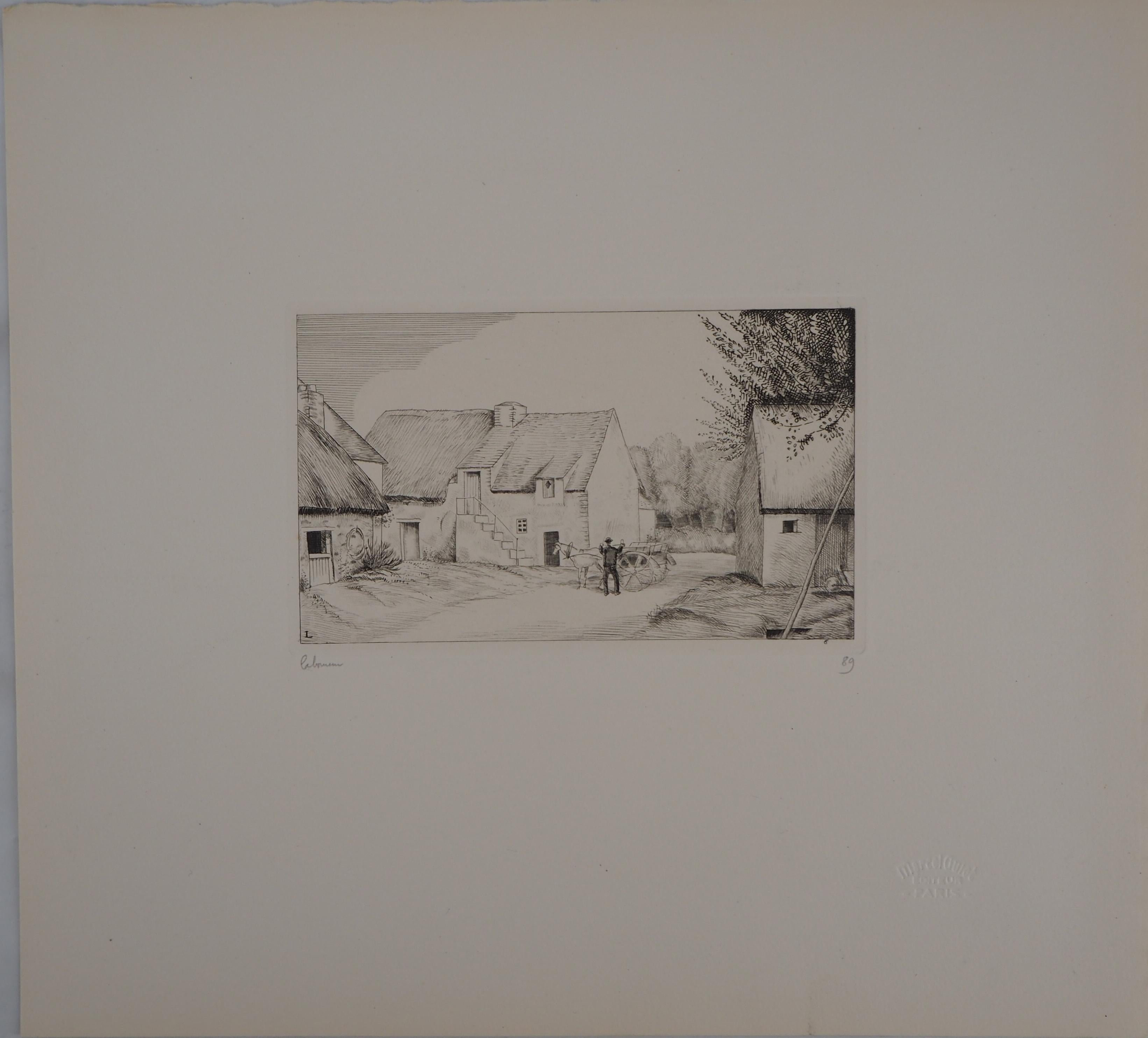 Landscape Print de Jean-Emile Laboureur - La casa del herrero  - Grabado al aguafuerte firmado a mano, Limitada / 150