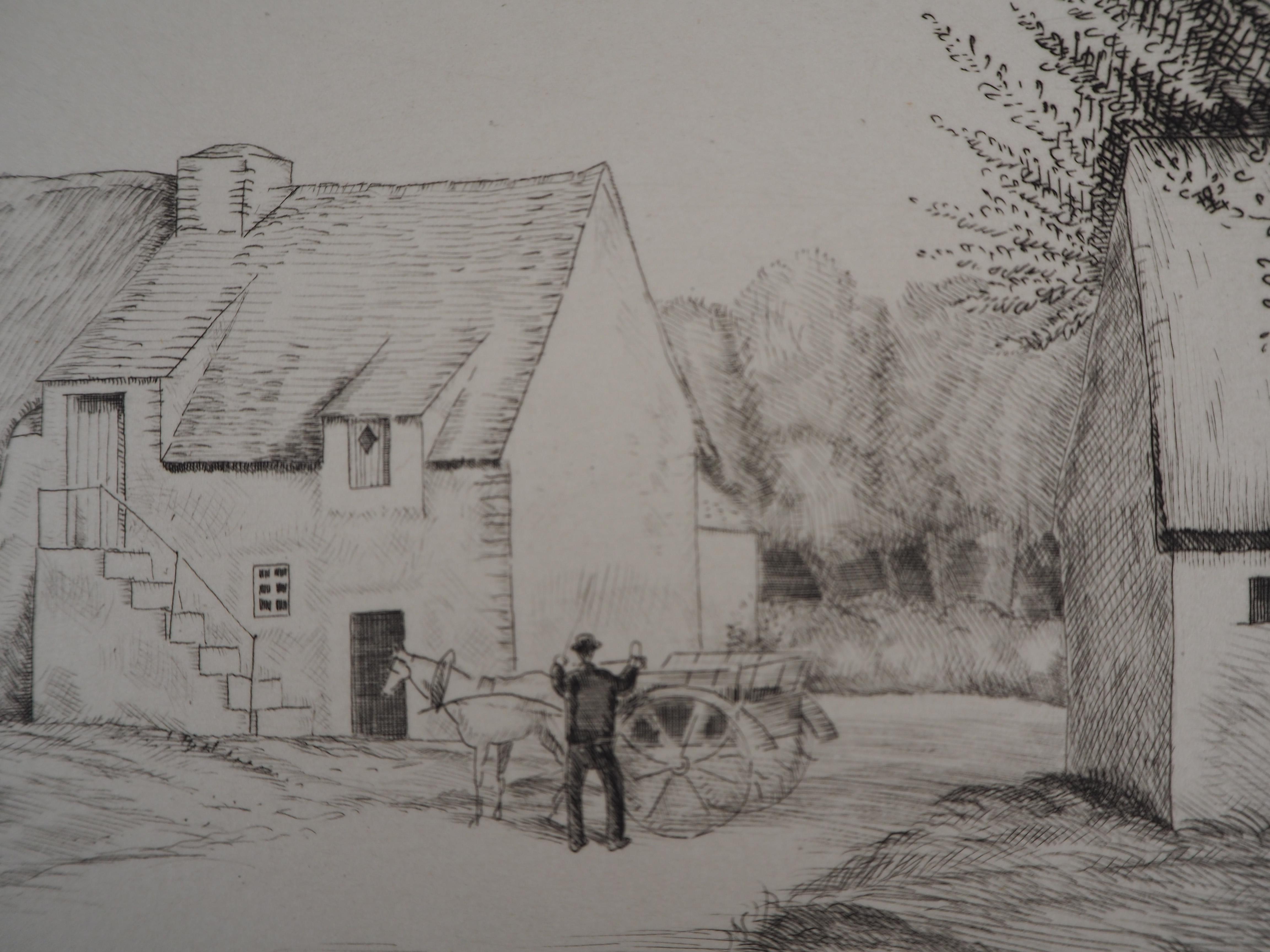 The Blacksmith's House  - Handsigned Etching, Limited / 150 - Modern Print by Jean-Emile Laboureur