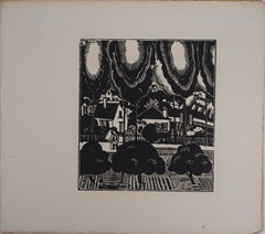El convaleciente en la carretera - xilografía original - 1919