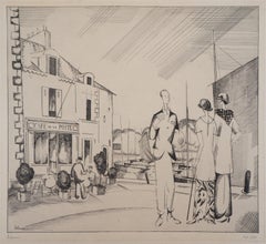 The Harbor Cafe - Original Etching, Handsigned