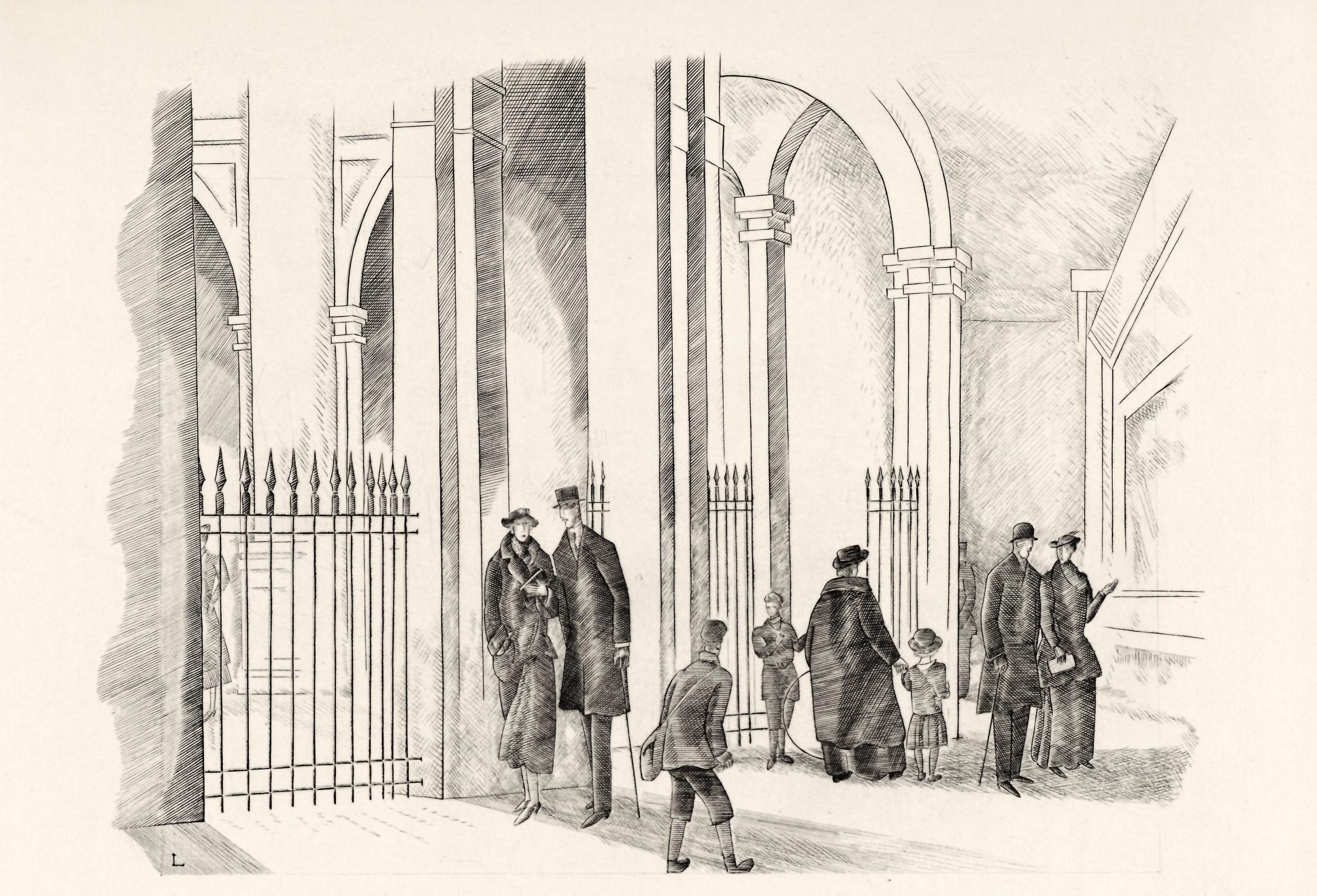 "Un jardin, deux avenues" original etching - Print by Jean-Emile Laboureur