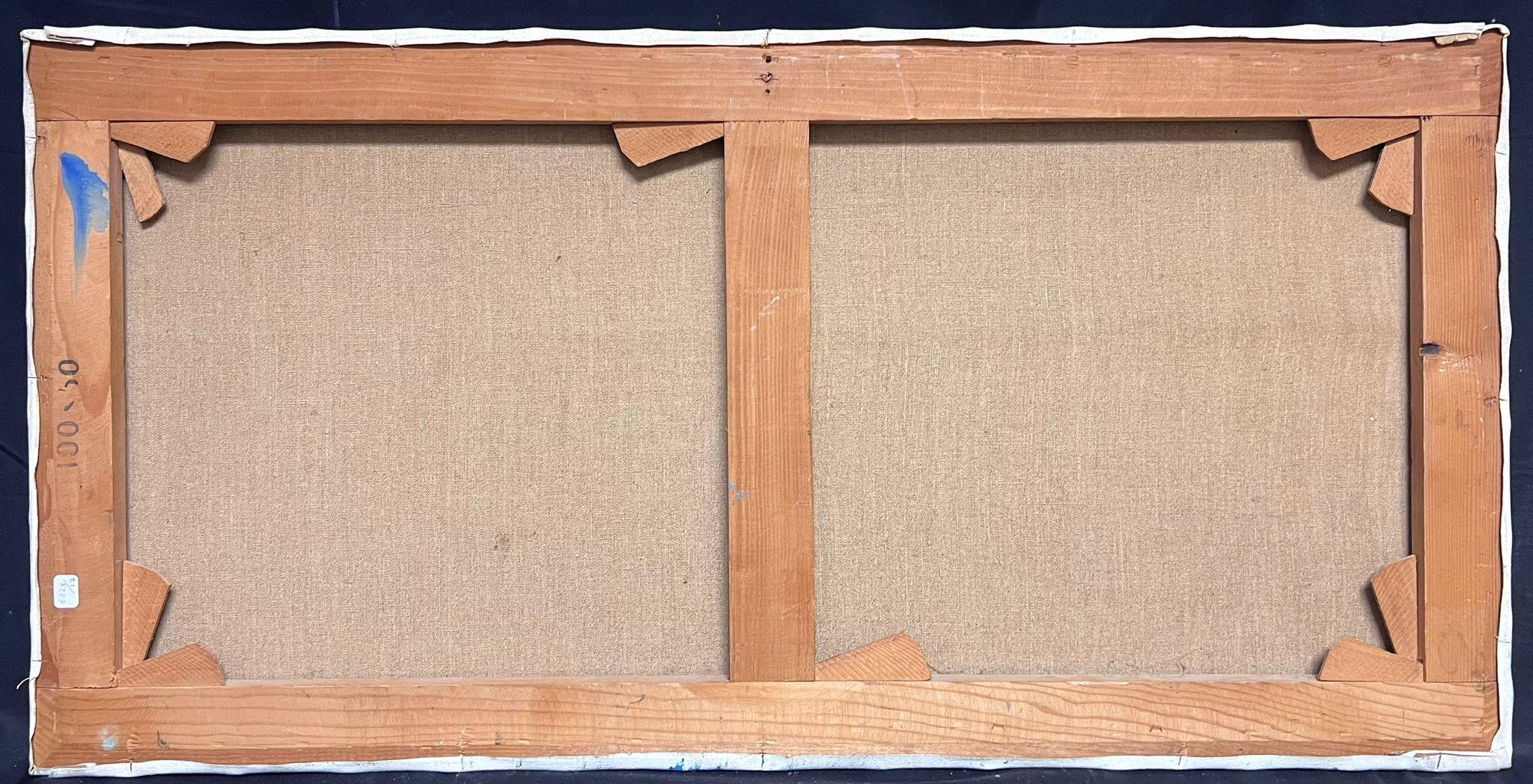 Enorme Óleo Modernista Francés de los 60 Firmado Veleros Regata Azul Panorama Marino en venta 4