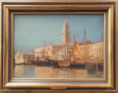 Painting RENIE Venice Doge's Palace boats 19th french impressionnist 