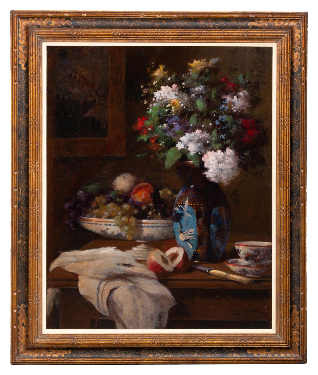 Natura morta con fiori e frutta' di Jean Eritziane, Smirne 1850 - 1925 Parigi in vendita 1