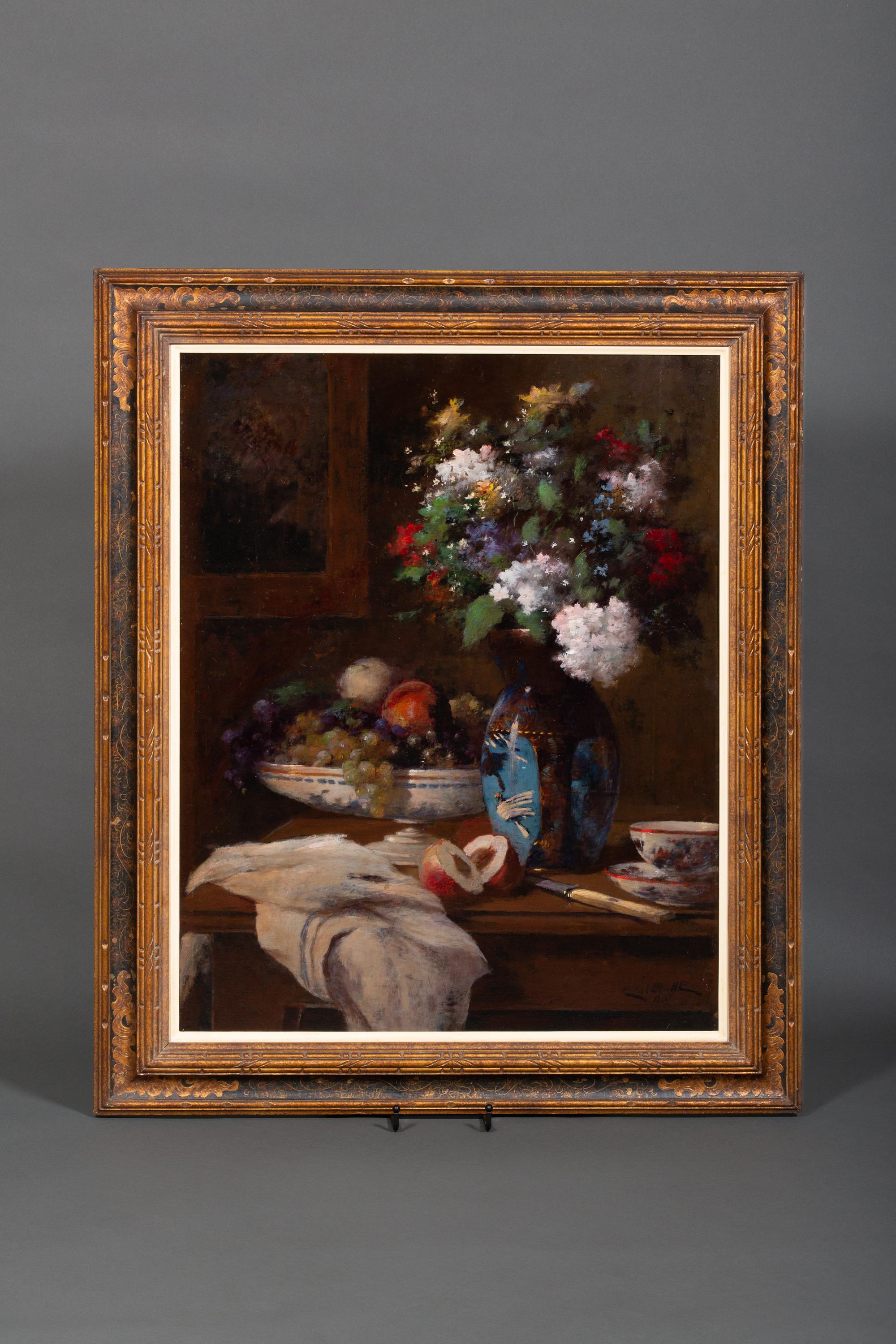 Natura morta con fiori e frutta' di Jean Eritziane, Smirne 1850 - 1925 Parigi in vendita 3