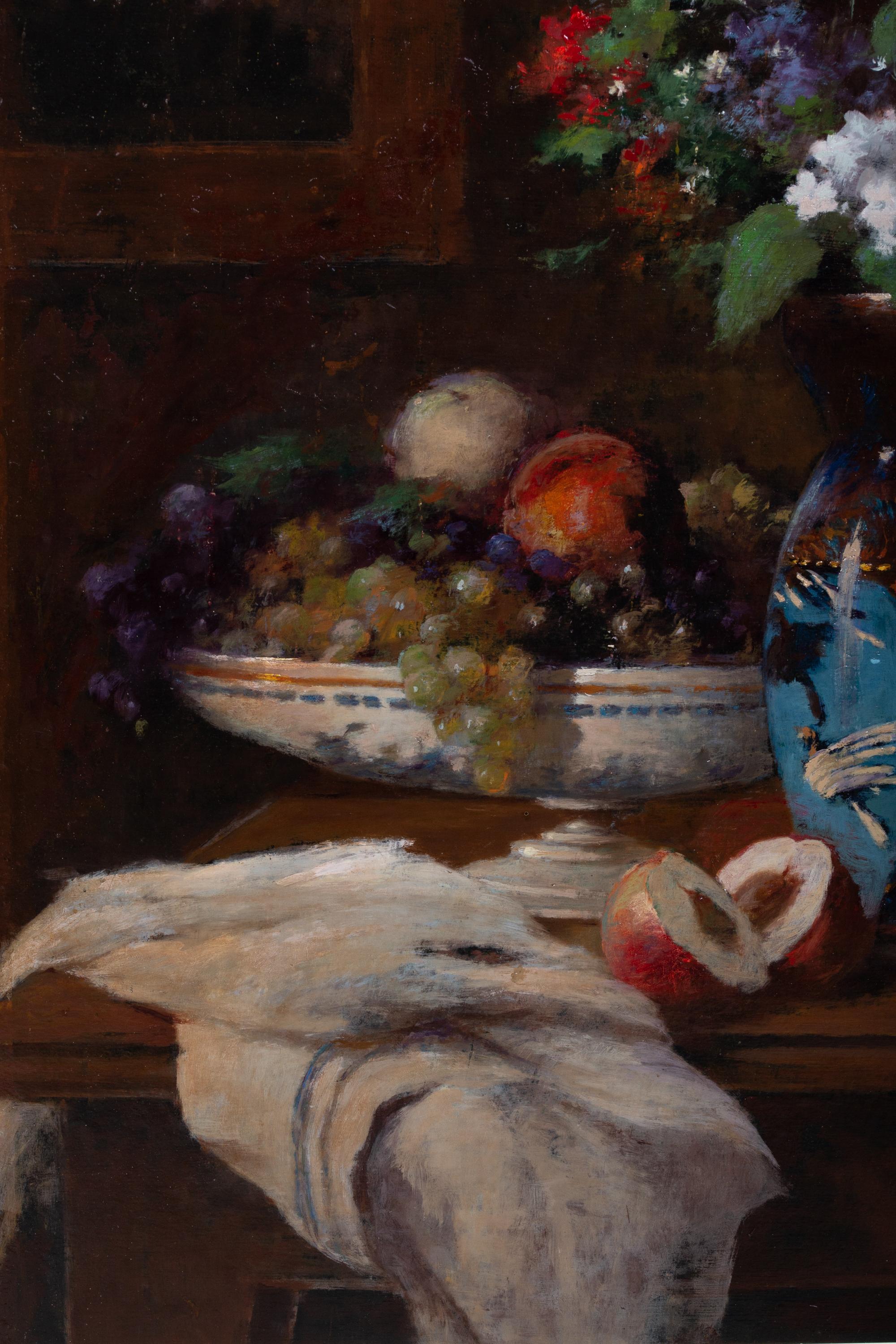 Natura morta con fiori e frutta' di Jean Eritziane, Smirne 1850 - 1925 Parigi in vendita 4
