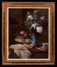 Nature morte aux fleurs et aux fruits' de Jean Eritziane, Smyrne 1850 - 1925 Paris