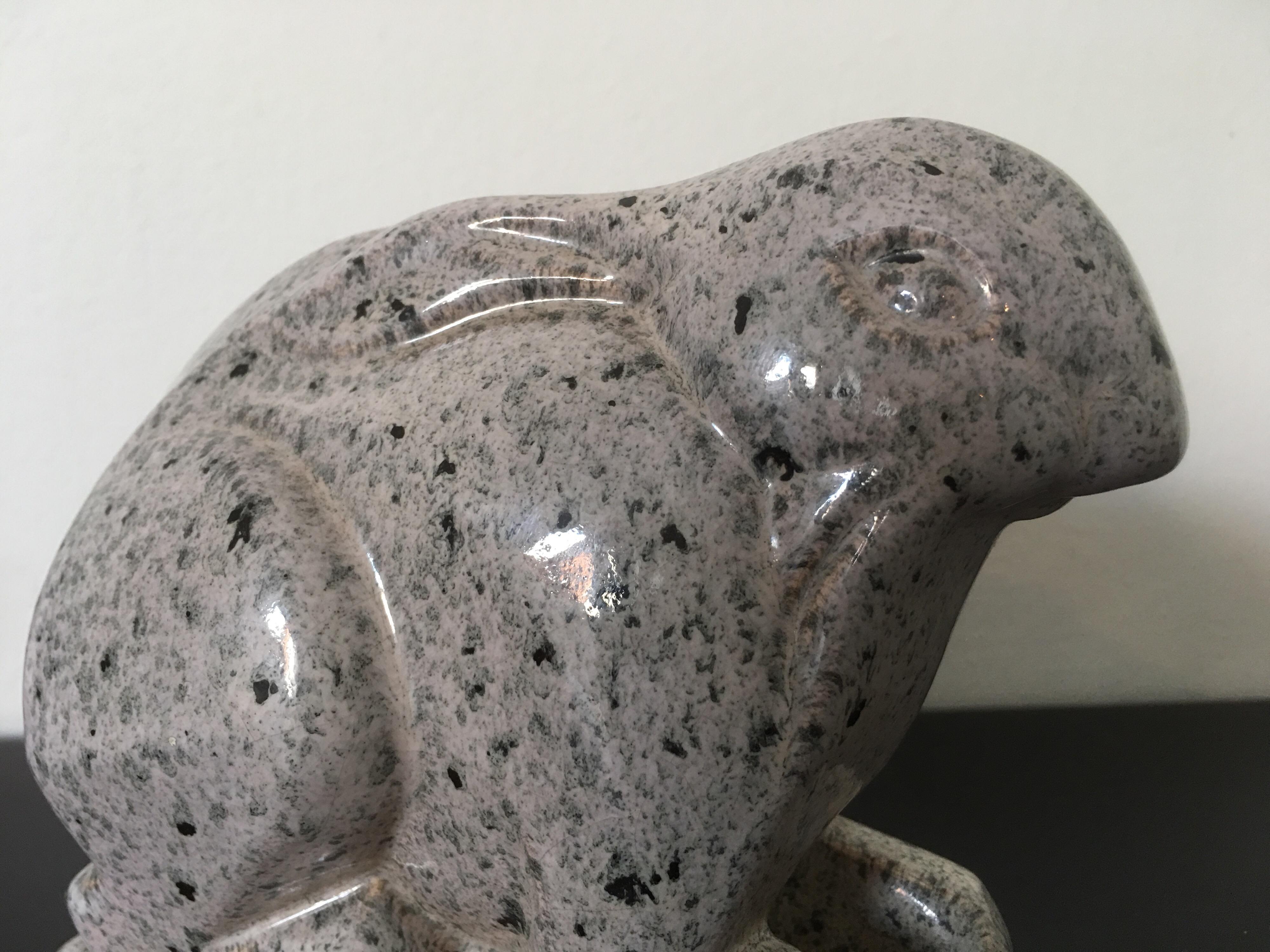 Jean et Joel Martel Signed Grey Ceramic Rabbit, Cubist Sculpture, French, 1930s 7