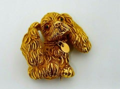 Jean Eté Yellow Gold Animal Clip Cocker Spaniel with Collar Vintage