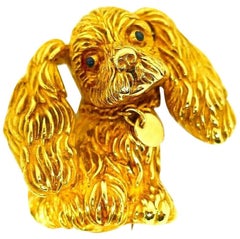 Jean Eté Or Jaune Clip Animal Cocker Spaniel avec Collier Vintage