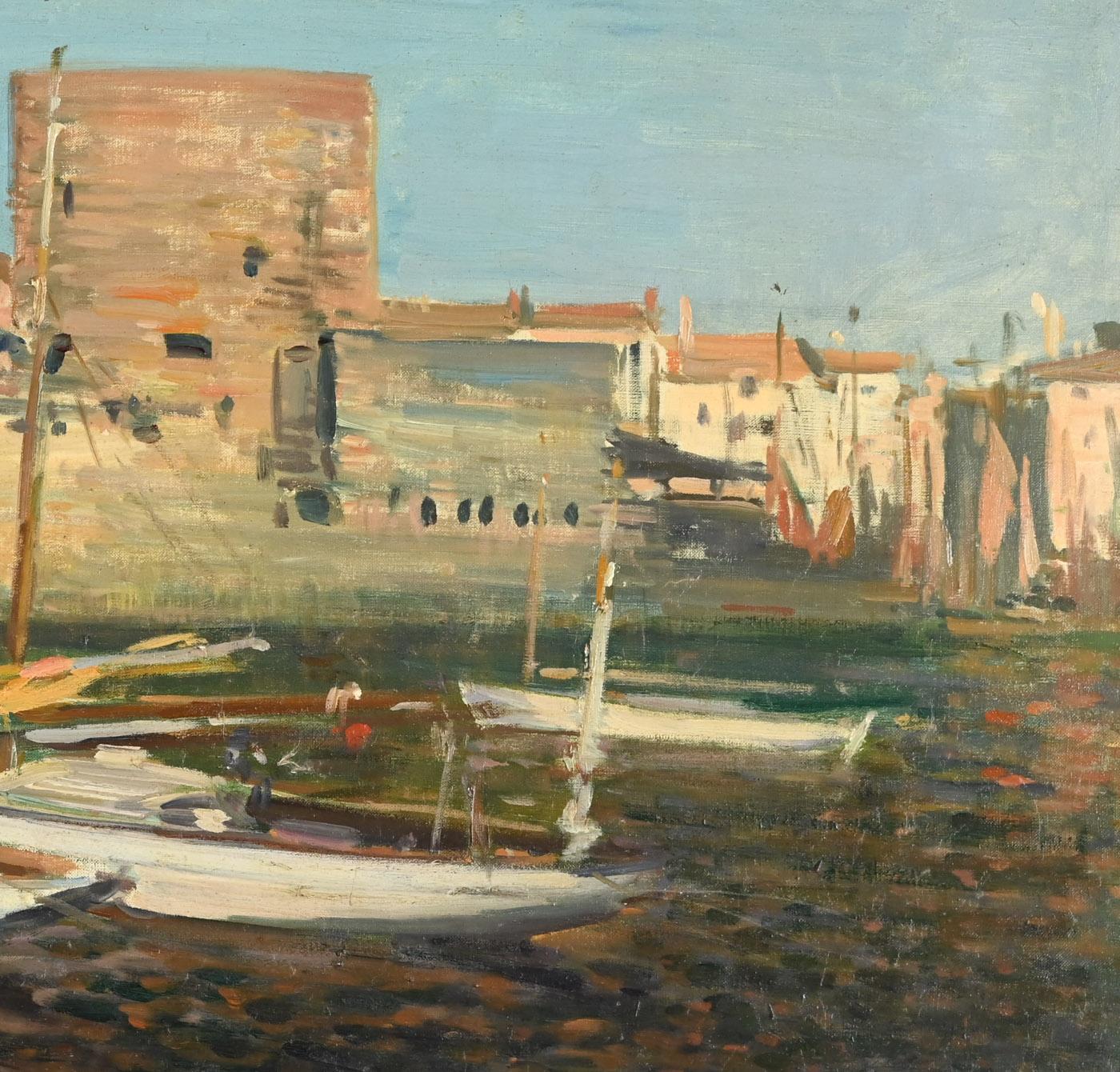El puerto de la Rochelle - Painting Impresionista de Jean Eugene Clary