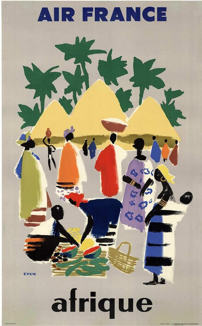 Jean Even Air France Afrique Original Vintage French Travel Poster To Africa For Sale At 1stdibs