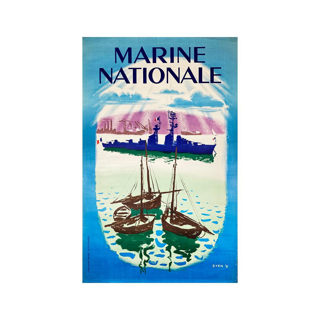 Affiche originale de Jean Even, Marine Nationale, datant d'environ 1950  en vente 1
