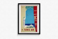 Jean Even's 1951 original travel poster for Tunis Air