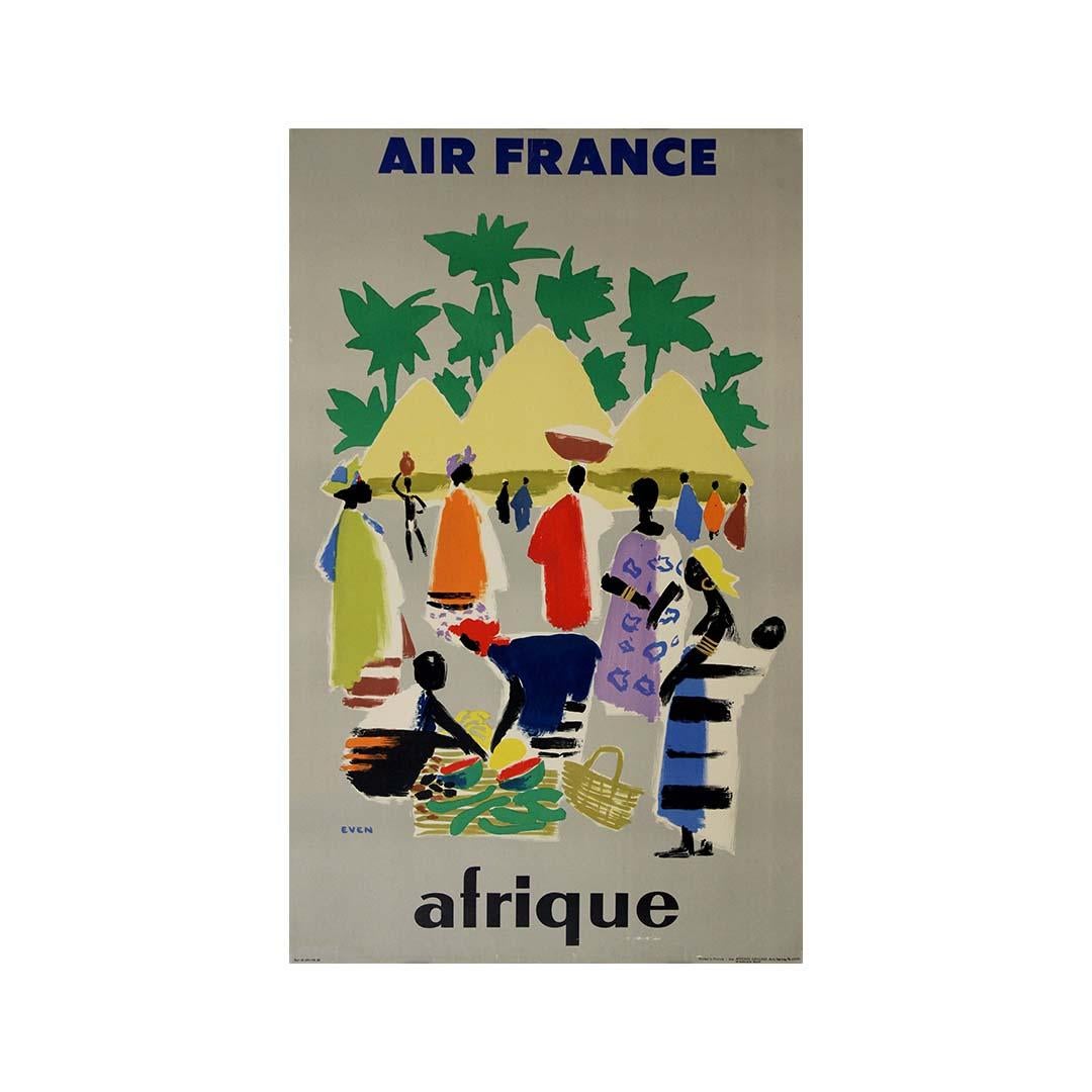 Jean Even's 1958 original travel poster for Air France - Africa For Sale 3