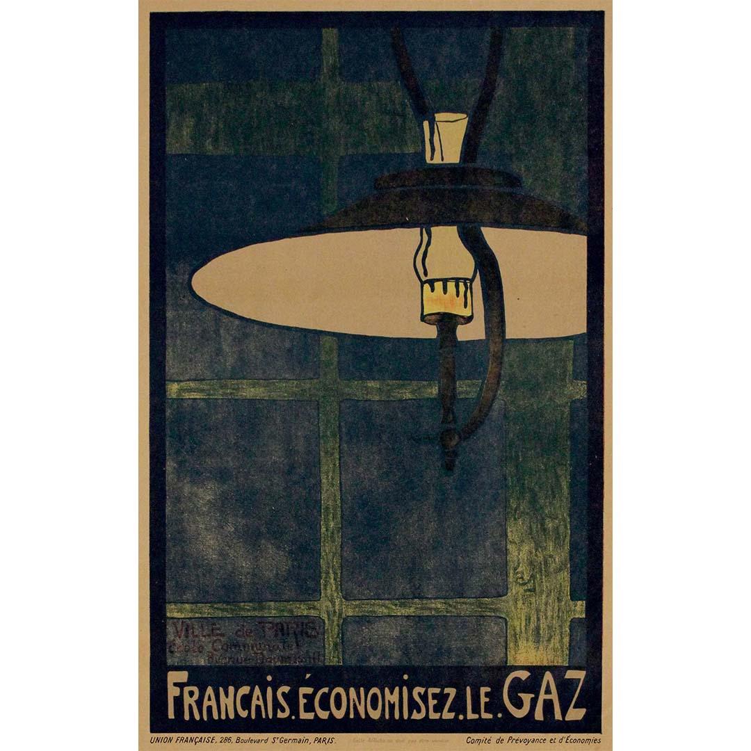 Affiche originale de 1918 « French citizens, Save Gas » en vente 1
