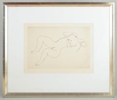 Jean Fautrier. Etching, 5/50. Reclining nude female figure in expressive style.