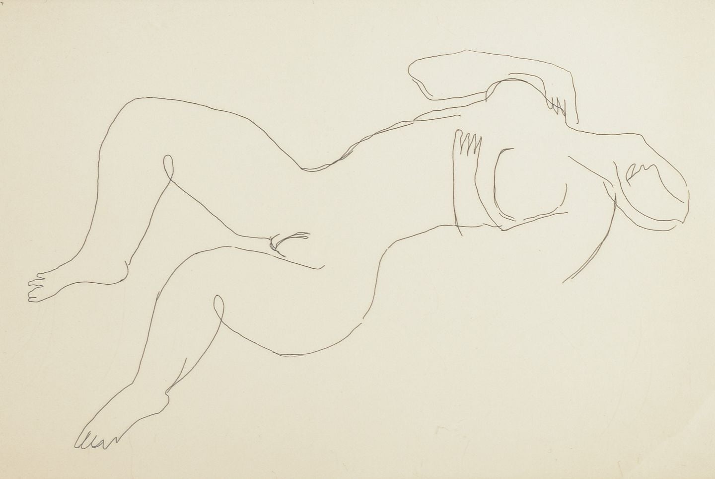Jean Fautrier. Etching, 5/50. Reclining nude female figure in expressive style.