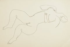 Jean Fautrier. Etching, 5/50. Reclining nude female figure in expressive style.