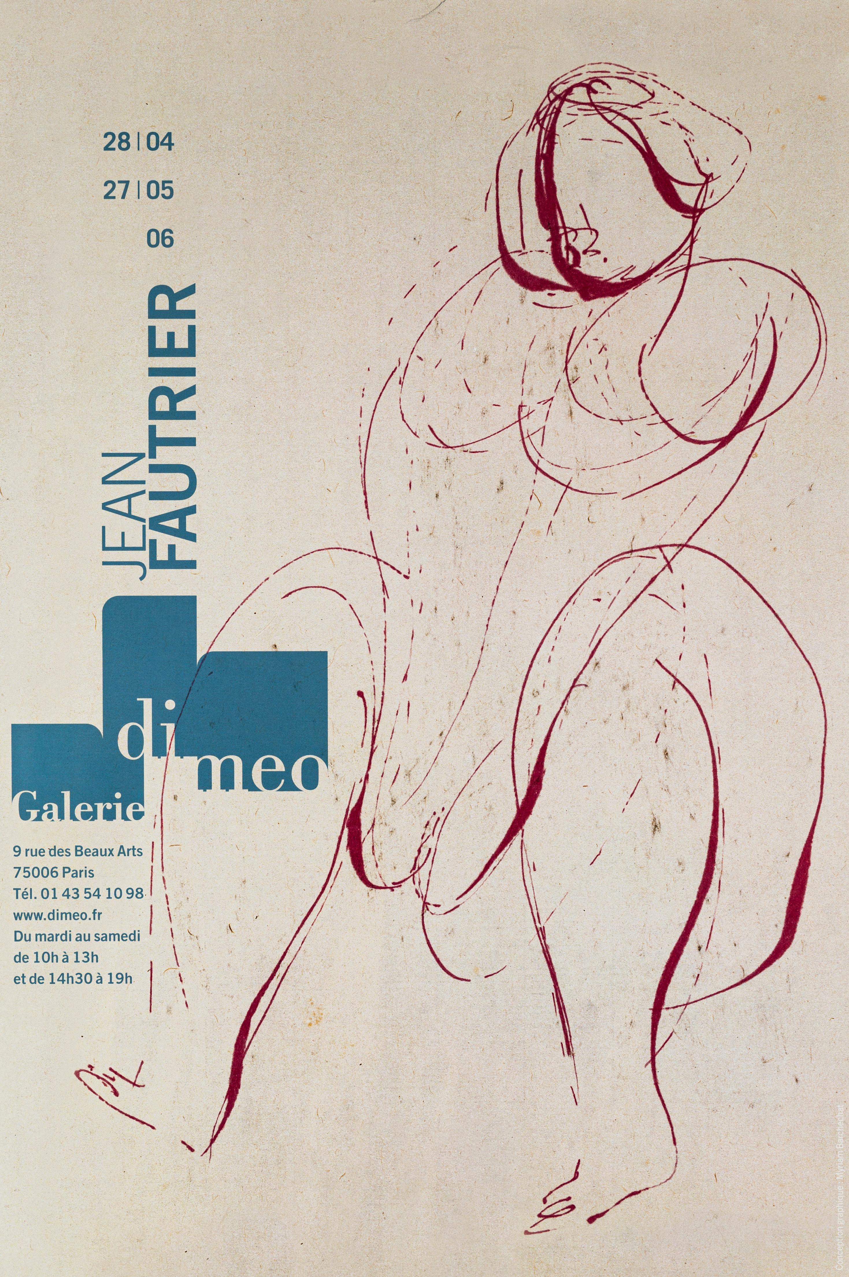 Jean Fautrier - Galerie Di Meo is a vintage poster.

This artwork was realized in occasion of the exhibition by Jean Fautrier held at Galerie Di Meo in Paris in 2006.

This vintage poster represents one of the many artworks that realized Jean