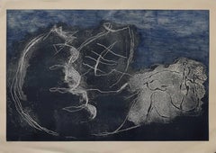 The Night - Original Etching by Jean Fautrier - Mid-20th Century
